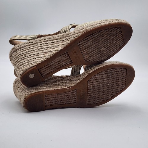 Ralph Lauren Penelope Espadrille Wedge Heels Slingback Sandal Gold Women's 8.5B - Picture 11 of 13
