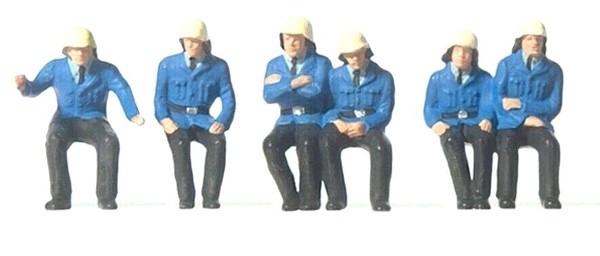 Preiser 14207 Sitzende FeuerwehrmäNner 6 Figuren H0 1:87 Handbemalt Neu + OVP-image