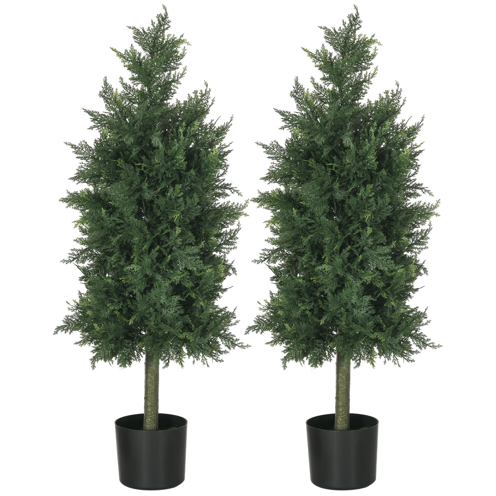 HOMCOM Set 2 Piante Artificiali di Cedro con Foglie in PE Verde 38x12.5x90 cm