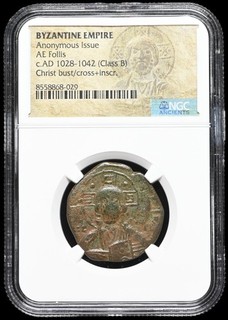 BYZANTINE. Anonymous Christ Follis 1028 1034 AD. Class B NGC Certified