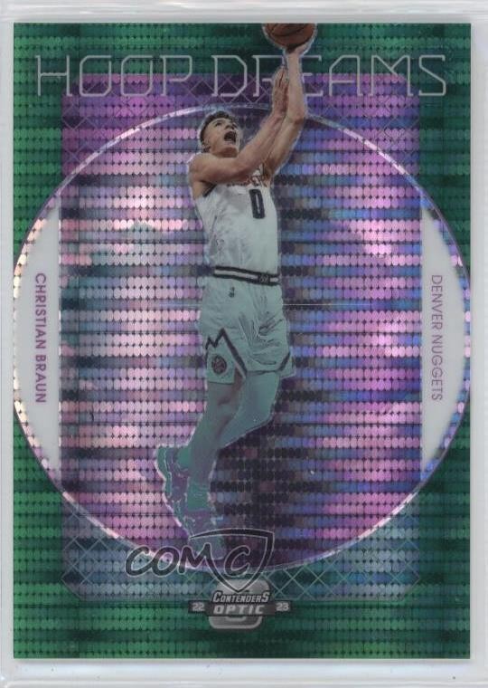 2022 Contenders Optic Green Pulsar Prizm 2/25 Christian Braun #5 Rookie RC 6m7