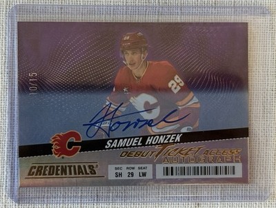 2025-26 UD Credentials Debut Ticket Access Auto /15 Samuel Honzek Calgary Flames
