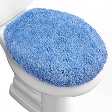 Microfiber Elongated Toilet Seat Cover 19.5"x 15" Machine Washable Solid Toil