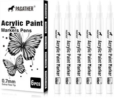 Acrylic White Paint Pens - 6 Pack 0.7Mm Extra Fine White Paint Marker for Rock P