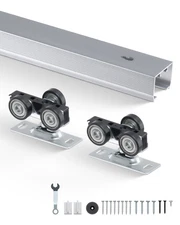 Pocket Door Track Kit 5.73 ft Heavy Duty Pocket Door Hardware Track Set 3 Wheels