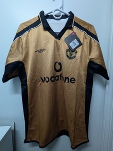 Pull Vintage Manchester United Umbro XL - époque Beckham Vodafone, Occasion, Bleu, Flanelle