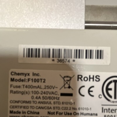 Chemyx Inc. F100T2 Laboratory Syringe Pump 100-240VAC 0.4A RoHS Compliant