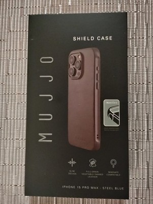 Mujjo Leather Shield Case For iPhone 15 Pro Max - Steel Blue