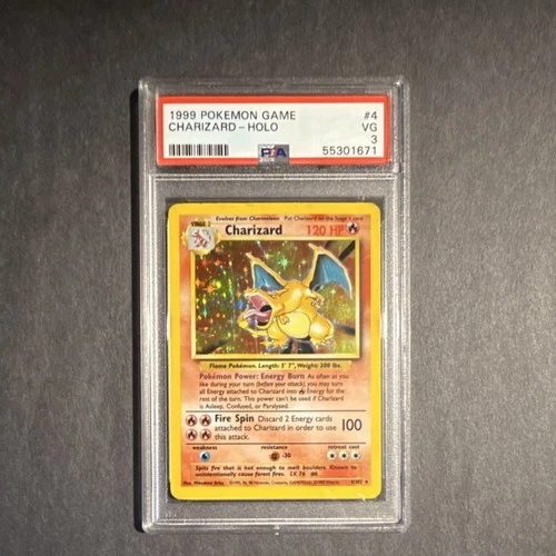 Pokémon TCG Charizard Base Set Holo Rare PSA 3 1999 #4/102 Wizards of the Coast