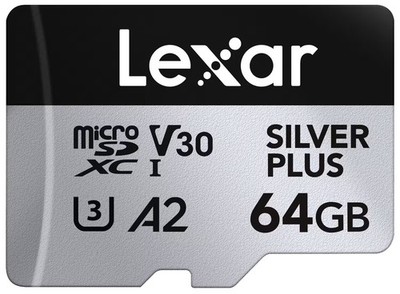 Lexar - 64GB Professional SILVER PLUS MicroSD Card, UHS-I, C10, U3, V30, Full...