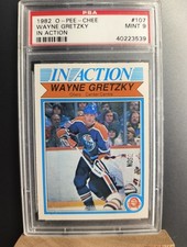 1982-83 O-PEE-CHEE #107 IN ACTION WAYNE GRETZKY EDMONTON OILERS PSA 9 MINT