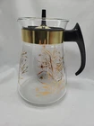 Vintage 8 Cup Pyrex Coffee Pot Carafe Gold Oat Wheat Design with Lid