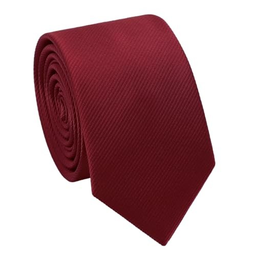 Adjustable Men's Burgundy Solid Color Necktie for Wedding and Party