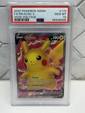Pokemon 2020 Pikachu V 170/185 Full Art Vivid Voltage GEM MINT PSA 10