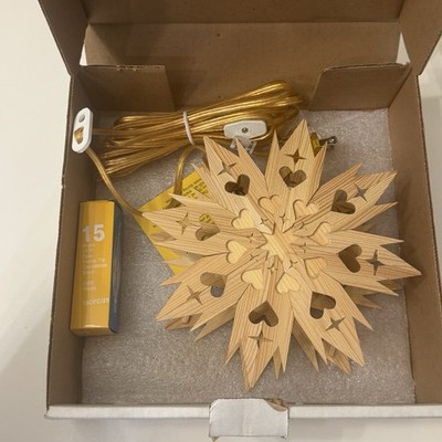 Vintage Kron Lume Scandinavian Wood Welcome Star Light Sweden Christmas 8.5 