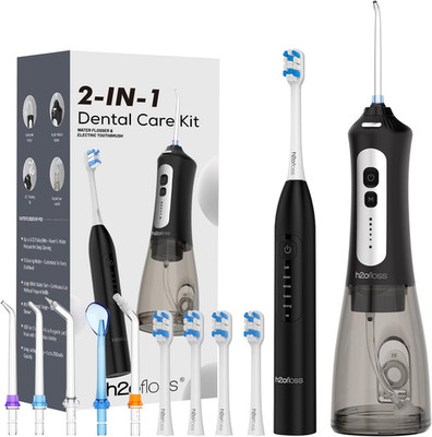 H2ofloss Sonic Electric Toothbrush and Water Flosser Combo, Rechargeable 2000mAh