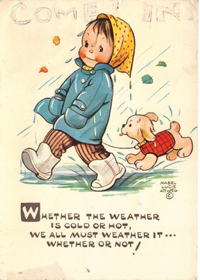 Ob das Wetter kalt oder heiß ist Mable Lucie Attwell Postkarte (D126)
