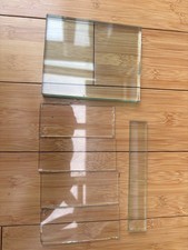 7 PIECES JENNINGS MILLS ANTIQUE SLOT MACHINE WINDOW GLASS 5-1/2" X 4-1/2" X 3/8