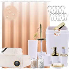 White Bathroom Accessories, 24 Pieces White Bathroom Accessories Set with Sho...