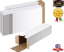 50 Pcs Mailing Tube 3 x 3 x 12 Inches Corrugated Cardboard Box Square White