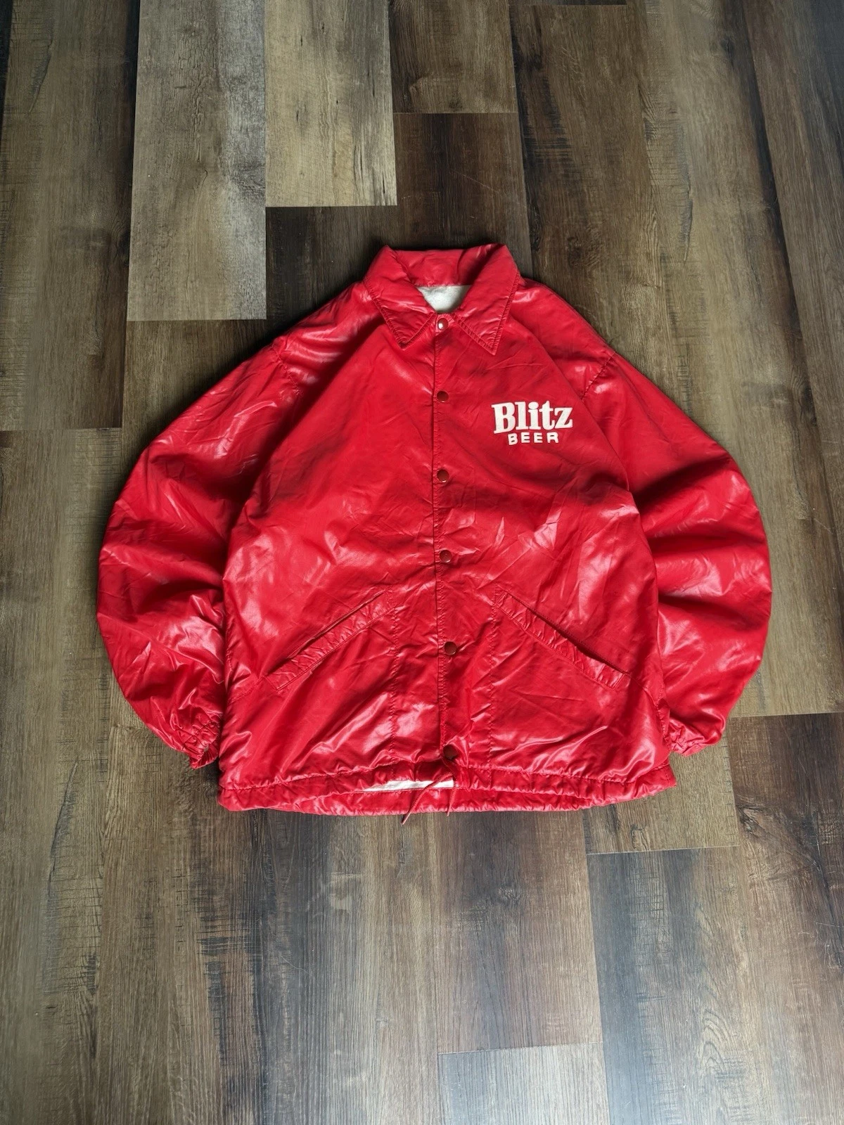 Vintage 60s Blitz Beer Swingsters Jacket Men’s Large Red Nylon