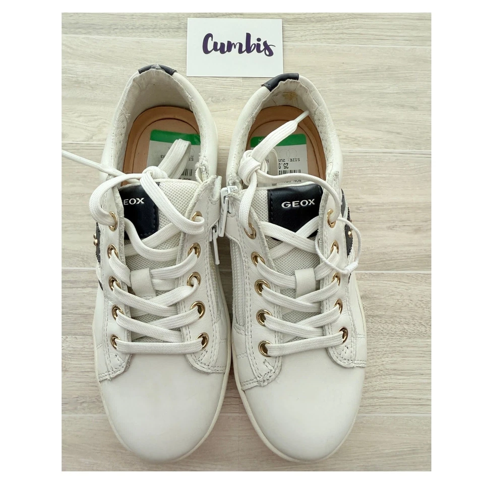 GEOX Respira Niños Blanco Zapatilla Talla 2 EU 33 Zapatos Informales Con Cremallera/Usados Foto 3 de 4