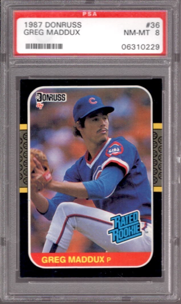 GREG MADDUX 1987 Donruss #36 PSA 8 NM-MT Rookie RC Chicago Cubs