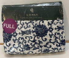 Ralph Lauren Sheet FULL Flat Sheet Porcelain Rosette/Blue Floral - Unopened NOS