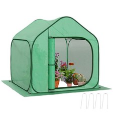 Outsunny Serra a Casetta Pieghevole in Acciaio e PE 150x148x148 cm Verde