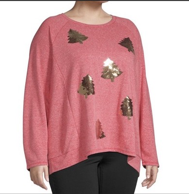 Christmas Holiday Gold Christmas Tree Lightweight Top Plus Size New With Tags