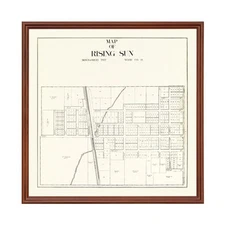 Old Map of Rising Sun, OH 1912 - Vintage Rising Sun Ohio Art