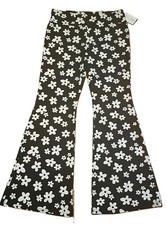 NEW No Boundaries Black White Flare Pant Y2K Bell Bottom Stretch XL 15-17 Jr