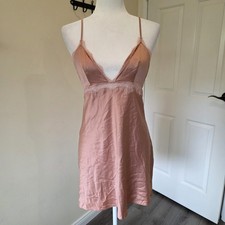 Y2K Victorias Secret Size M Babydoll Slip Dress Lace Nightie Romantic Low Back