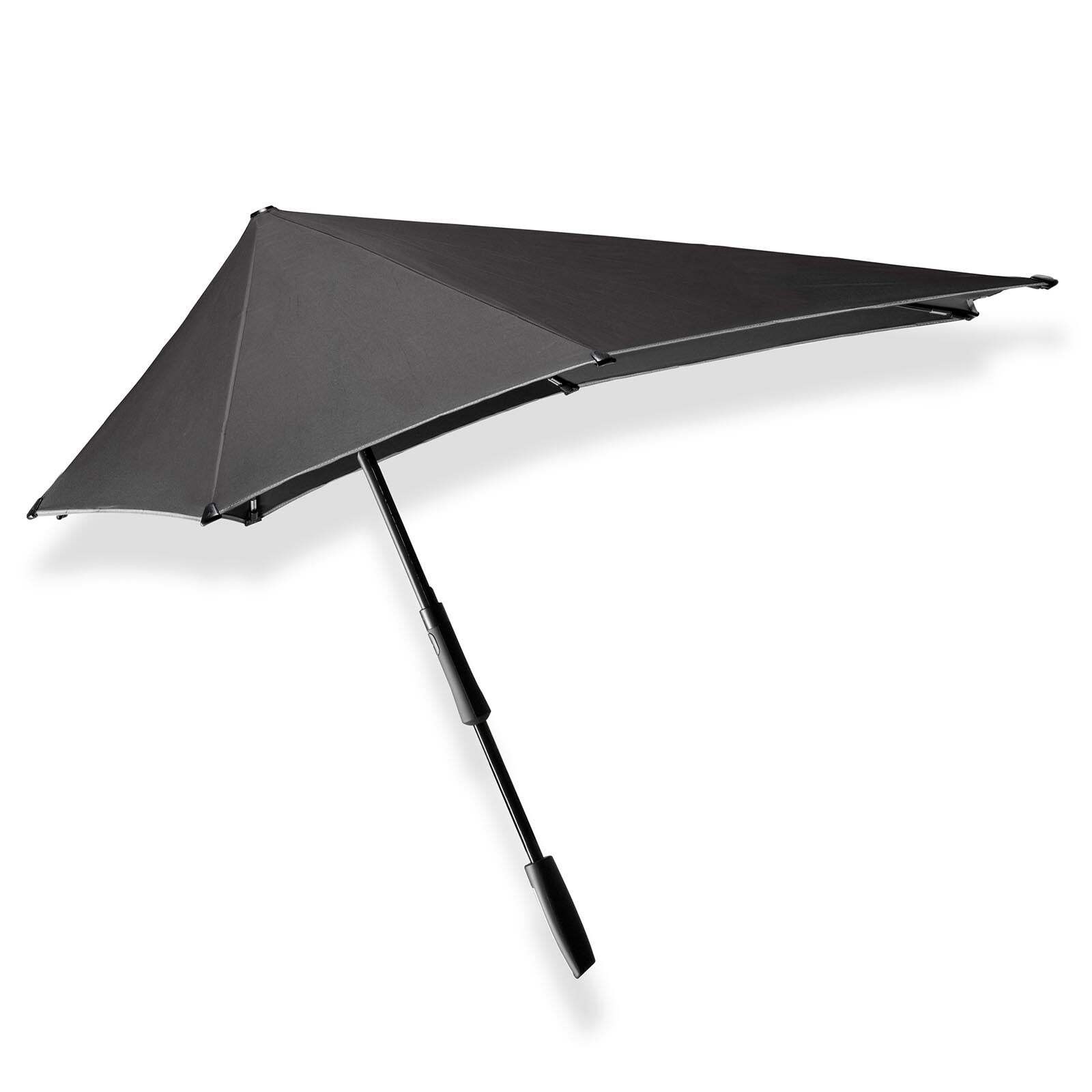 Senz Large Storm Umbrella - Black with Reflective Trim | UPF 50+ | Windproof to
