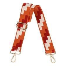 Purse Straps Replacement Crossbody with Light Gold Buckle, White-Red-Orange
