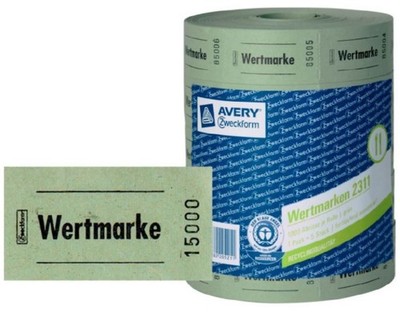 Avery Zweckform 5x Bon-Rolle Grün 5000x Wert-Marken Wert-Marke Bon Marken Bons
