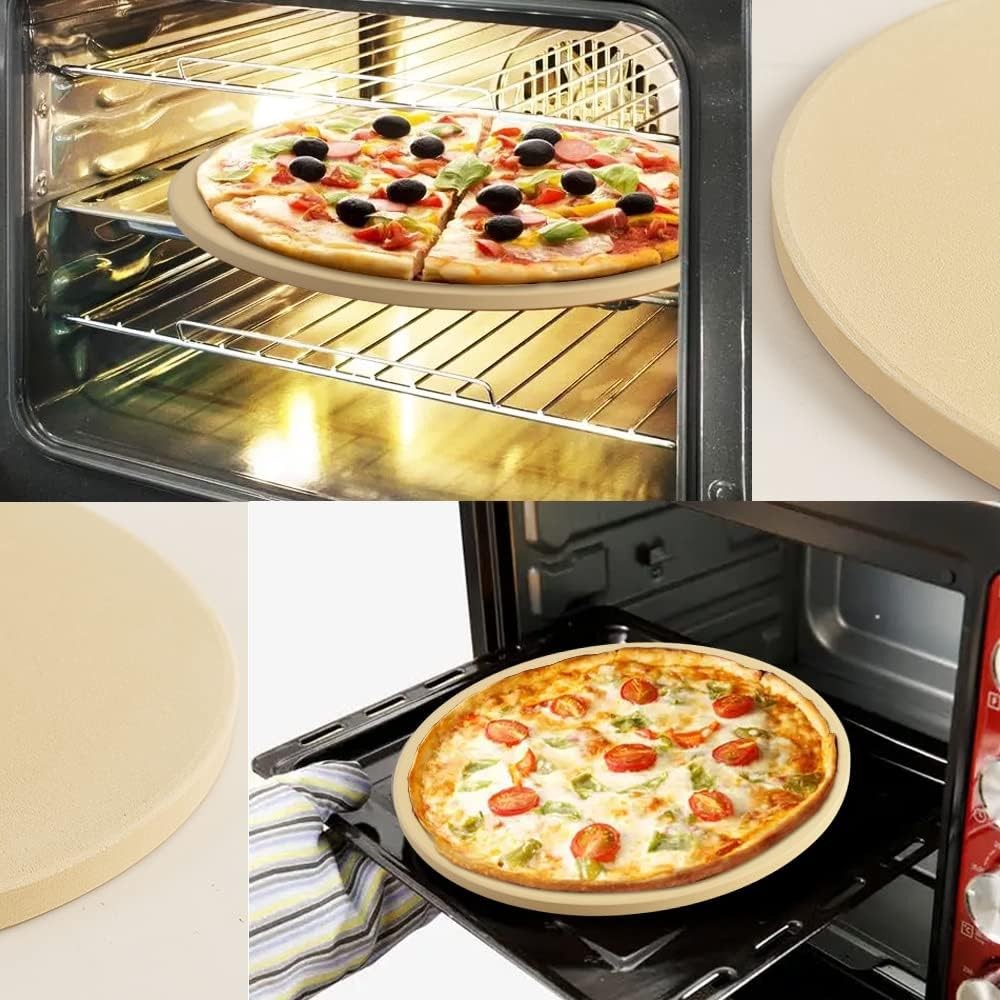 homEdge Pizza Stone Set, Heavy Duty Round Cordierite Baking 10, Beige 