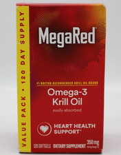 Schiff MegaRed Omega-3 Krill Oil Softgels 120 Count Heart Health Support 11/2026