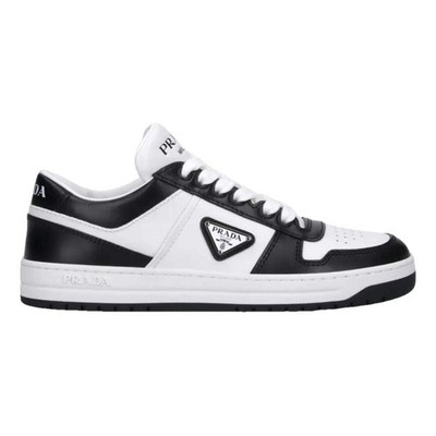 Prada Women's Downtown Leather Sneakers White/Black