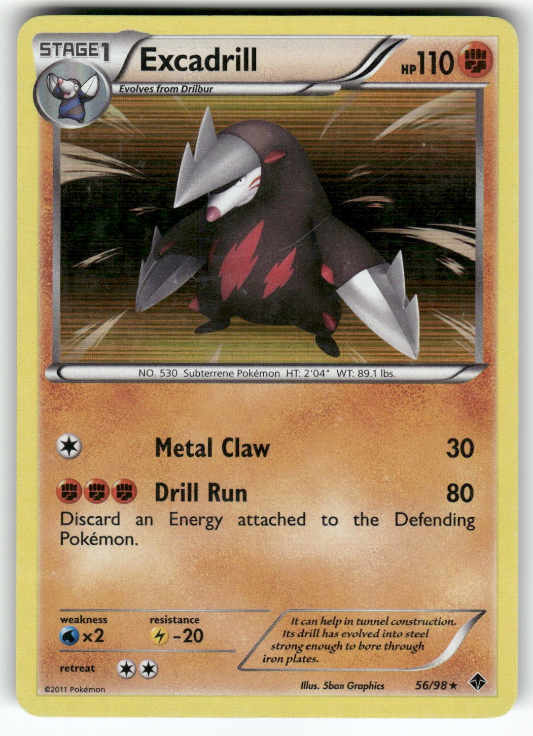 Excadrill (56) Emerging Powers Holo Rare Pokemon Moderately played