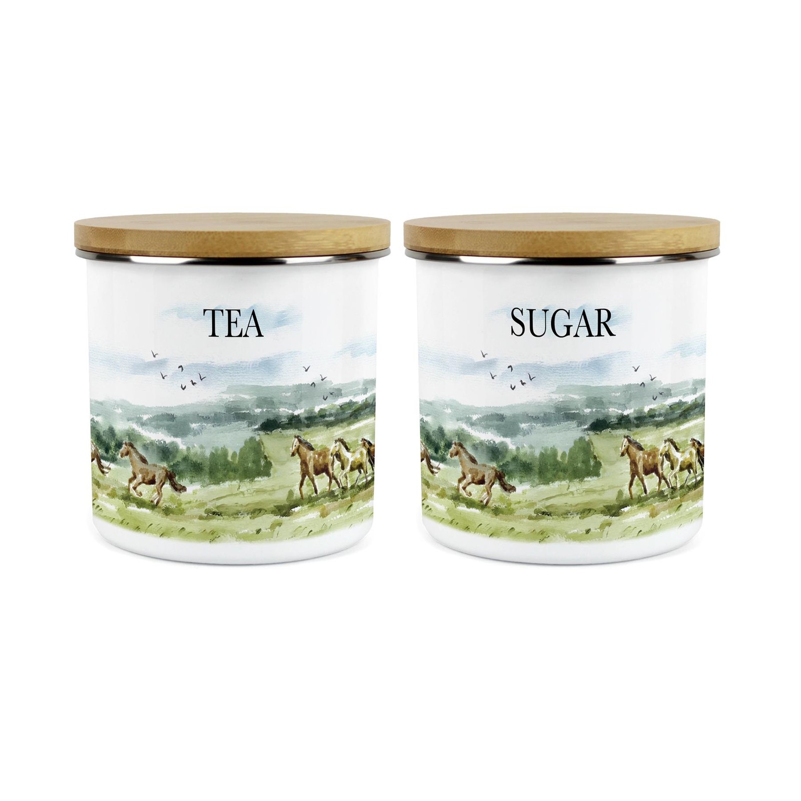 Wild Horses Tea & Sugar Canister Set - 1.2L Kitchen Storage Horse Gifts
