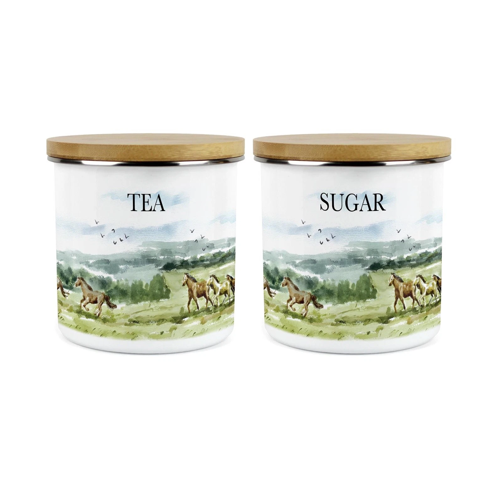 Wild Horses Tea & Sugar Canister Set - 1.2L Kitchen Storage Horse Gifts