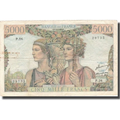 France, 5000 Francs, 5 000 F 1949-1957 ''Terre et Mer'', 1949, 1949-11-03, TB - Photo 1/2