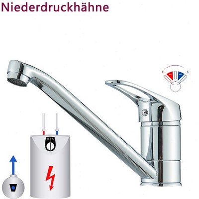 Niederdruck Küchenarmatur Edelstahl Wasserhahn Küche 360° Einhand Mischbatterie