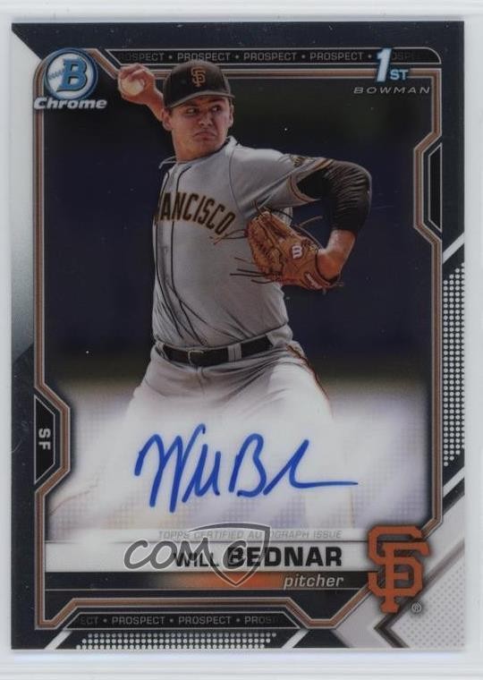 2021 Bowman Draft Chrome Draft Pick Auto Will Bednar #CDA-WB Auto 1q51
