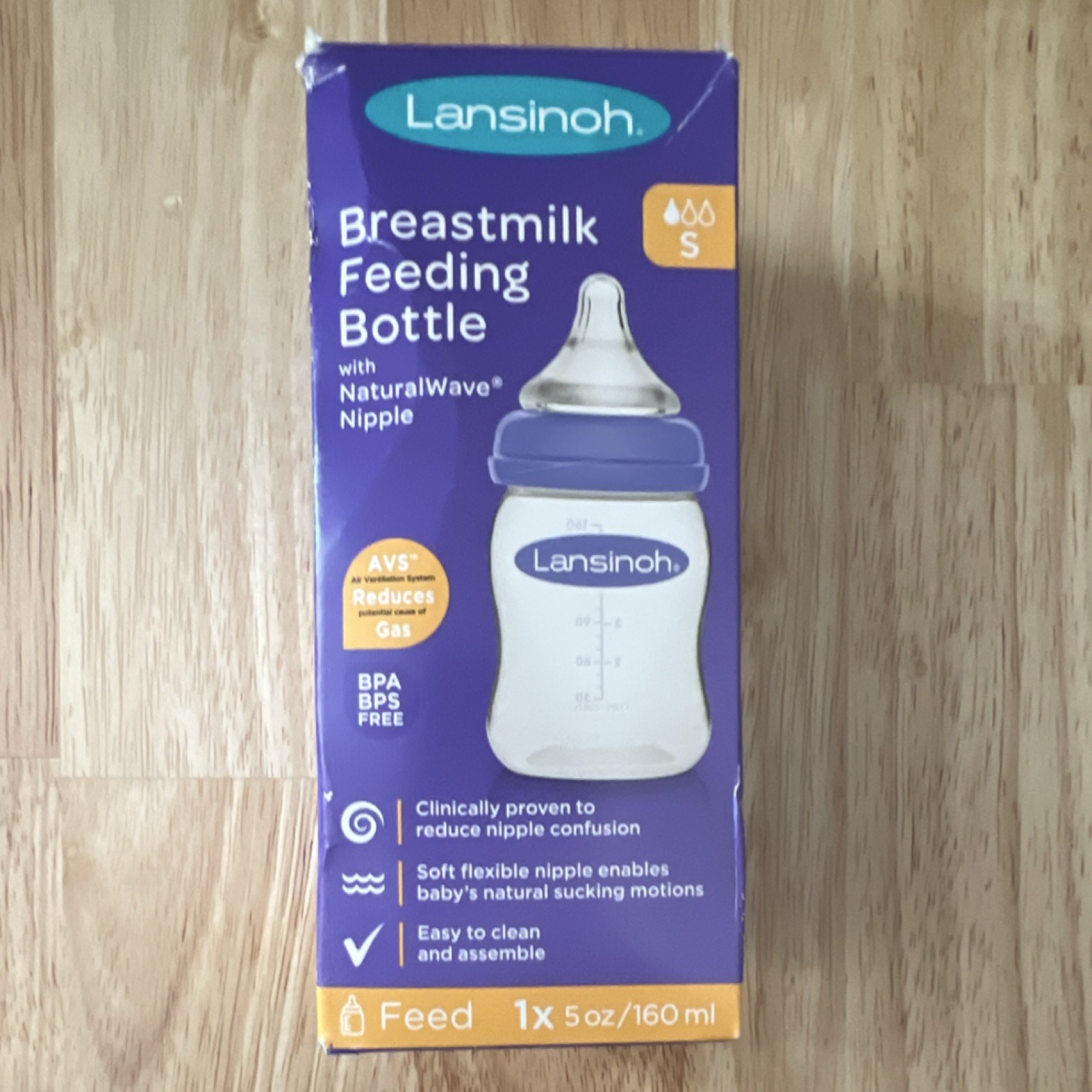 Lansinoh NaturalWave 160ml BPA-Free Bottle, Slow Flow Anti C