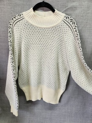 Vintage Esprit Sz M Cream and Gray Knit Sweater Retro 