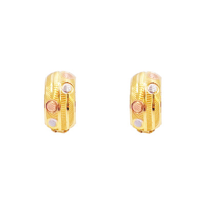 22 kt Gold dreifarbige Huggies Creolen Durchmesser 7 mm