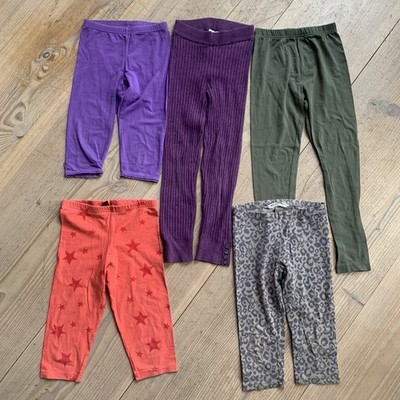 5 Leggings Capri lang Lila Oliv Koralle Leo H&M dopodopo TCM 122 128 