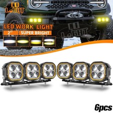 Luces antiniebla LED DRL 6 piezas 2" + soporte de parachoques delantero para Ford Bronco 2021-2022 2023 24